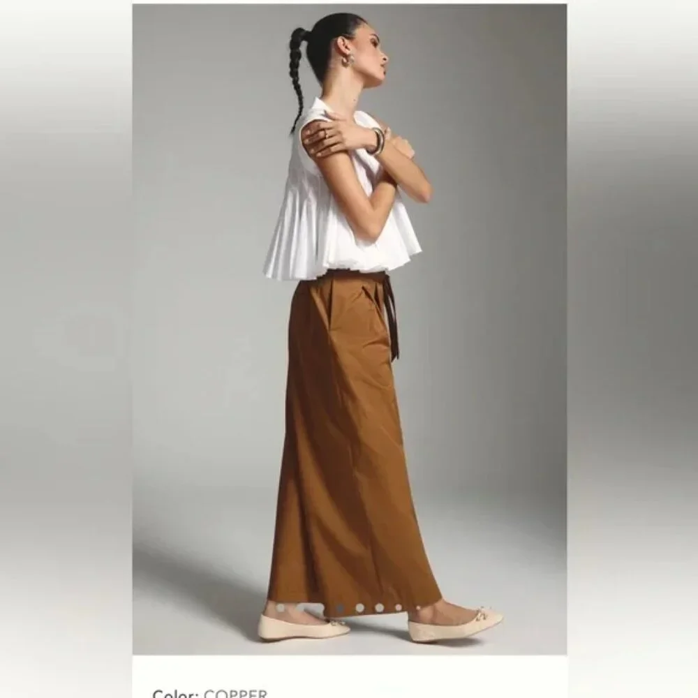 Anthropologie Brown Wide Leg Pants - Picture 2 of 12